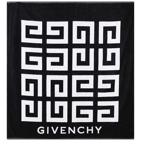 GIVENCHY Serviette de plage en éponge garcon noir .